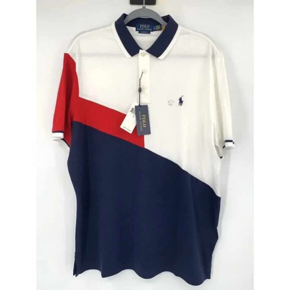 Polo Ralph Lauren Classic‎ Fit Red, White & Blue Cotton Men's Polo Shirt Size L